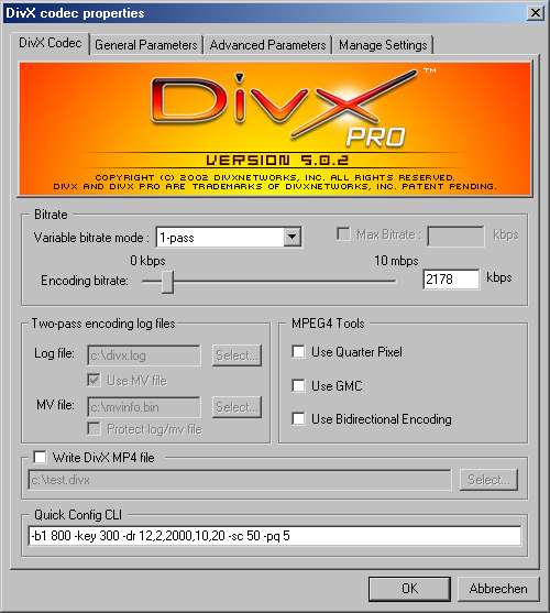 DivX-Einstellungen