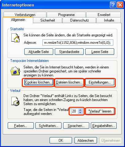 Registerkarte Allgemein