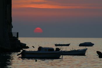 Rovinj: Sonnenuntergang am Hafen